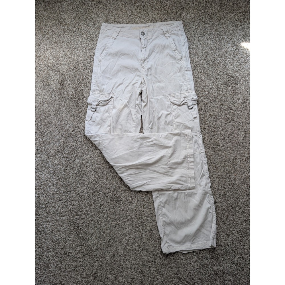 American Eagle Cargo Pants Women 6 Cream Super High Rise Baggy Wide Leg Utility